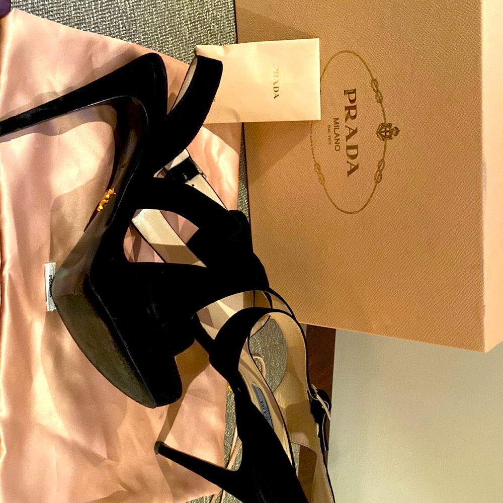 Prada black platform heels size 37